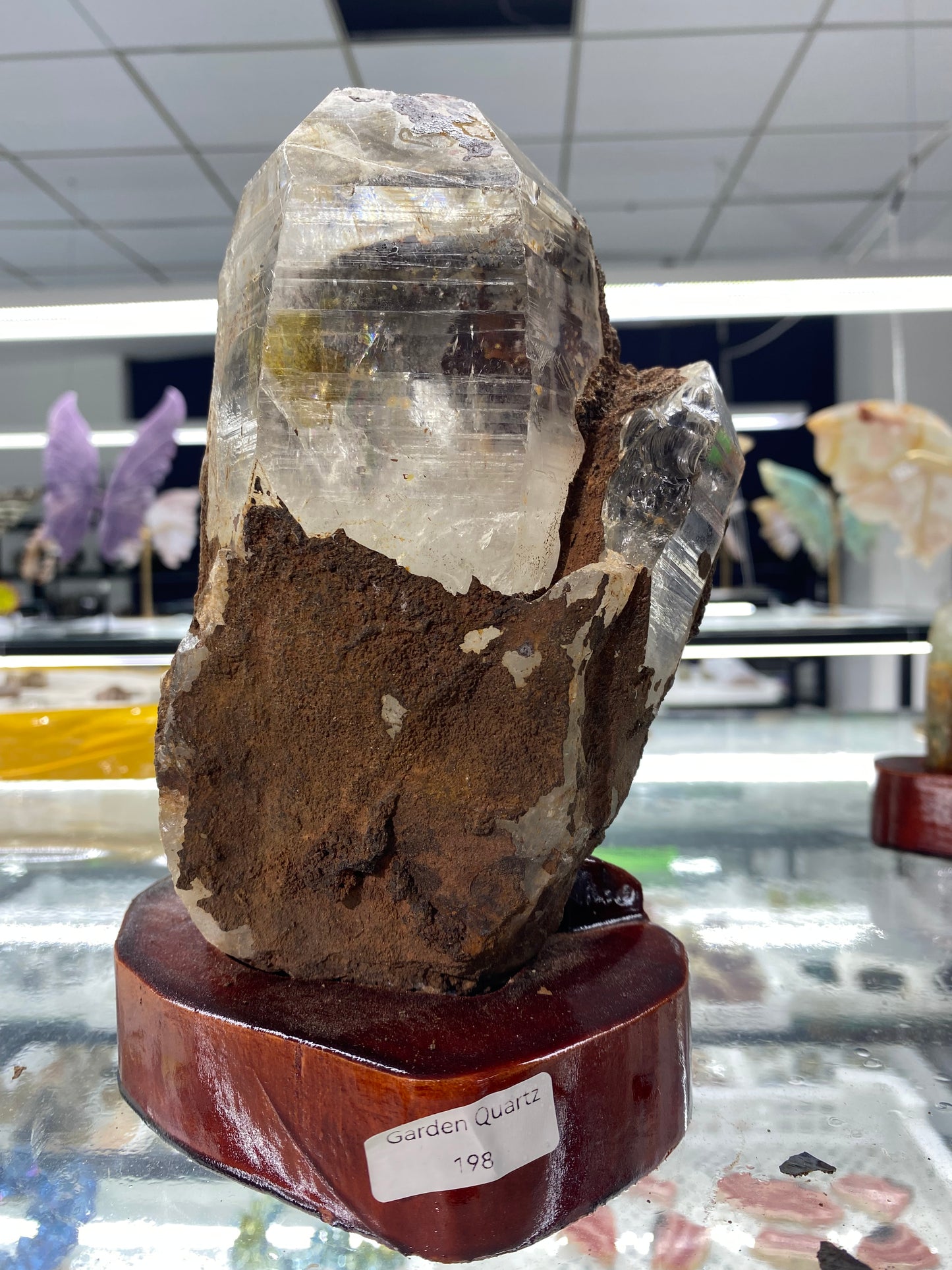 Raw Garden Quartz with Wooden Stand